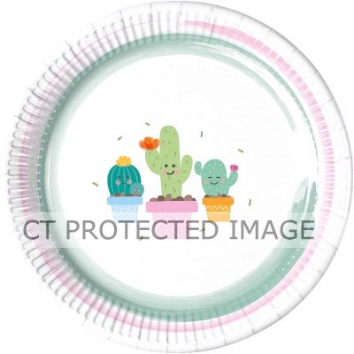  23cm Cactus Paper Plates (pack quantity 8) 