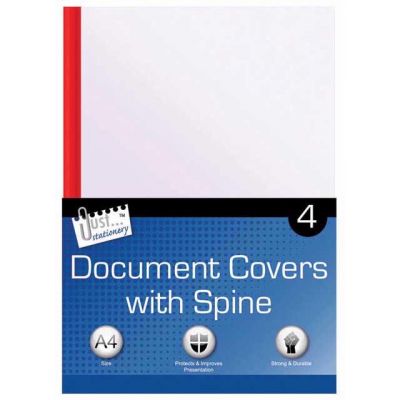  A4 Clear Document Covers & Spines (pack quantity 4) 