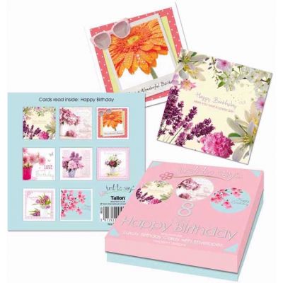  Floral Birthday Cards Boxed (pack quantity 8) 