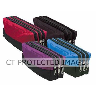 Assorted Triple Zip Pencil Case