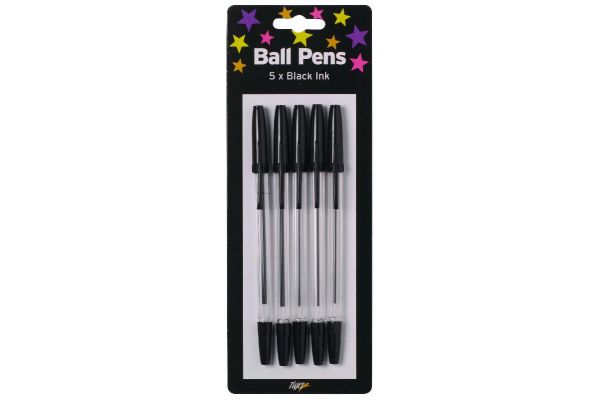  Black Ball Point Pens (pack quantity 5) 