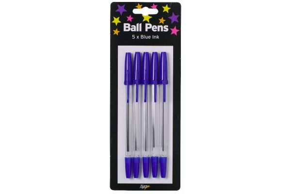  Blue Ball Point Pens (pack quantity 5) 