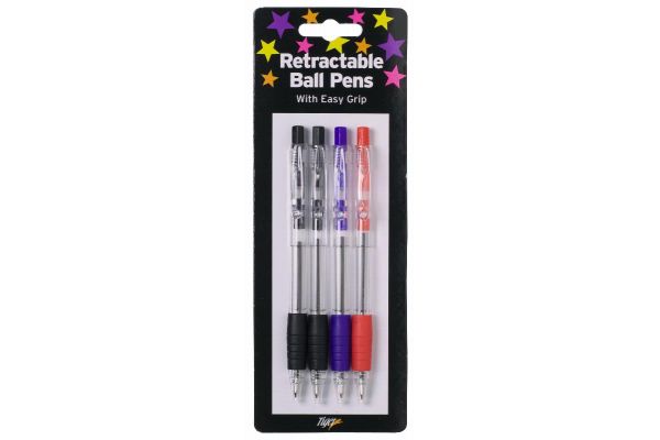  Retractable Ball Point Pens (pack quantity 4) 
