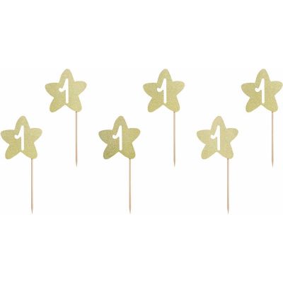  1st Birthday Gold Cupcake Toppers (pack quantity 6) 