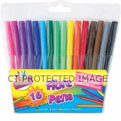  Fine Tip Fibre Colouring Pens (pack quantity 16) 