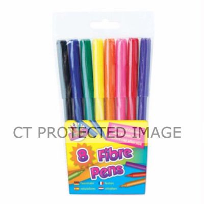  Assorted Fibre Colouring Pens (pack quantity 8) 
