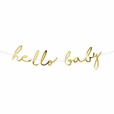 70cm Gold Hello Baby Banner