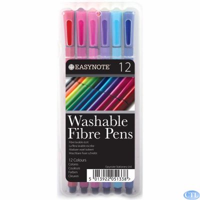  Assorted Washable Fibre Pens (pack quantity 12) 