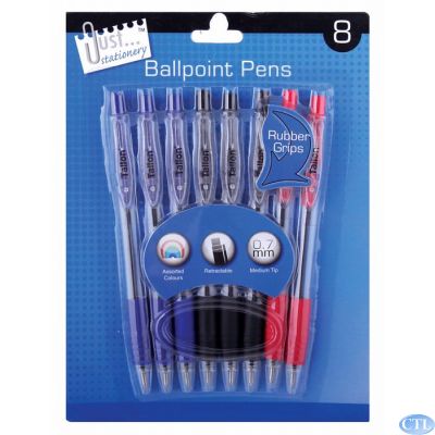  Retractable Ballpoint Pens (pack quantity 8) 