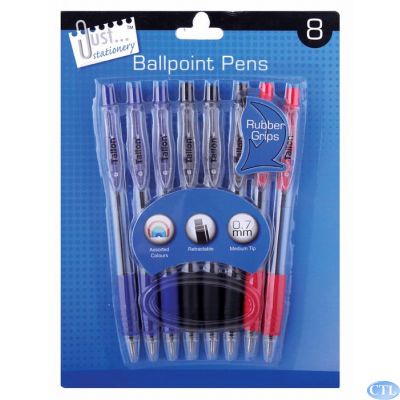  Retractable Ballpoint Pens (pack quantity 8) 
