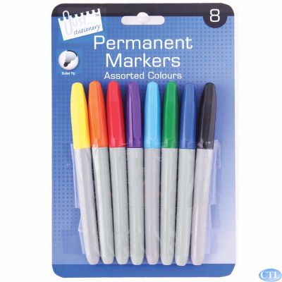  Multicoloured Permanent Markers (pack quantity 8) 