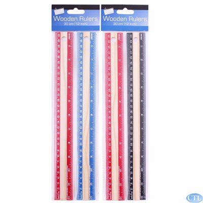 12 Inch Wooden Rulers (pack quantity 2)