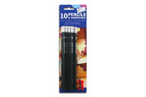  Hb Pencils&sharpener (pack quantity 10) 