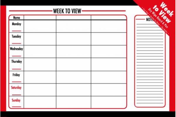 Weekly Drywipe Planner Board