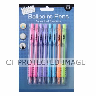  Coloured Ballpoint Pens (pack quantity 8) 