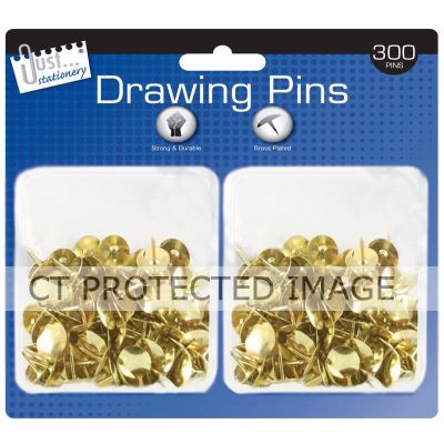 Brass Plated Drawing Pins (pack quantity 300) 