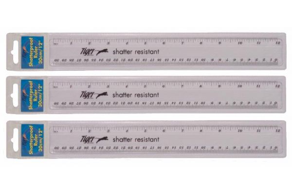 30cm Shatter Resistant Ruler Clear