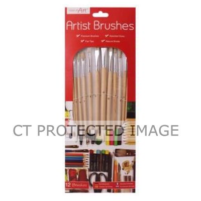  Artist Natural Bristle Brushes (pack quantity 12) 