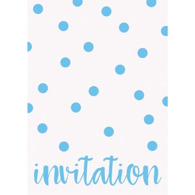  Pastel Blue Dot Invitations (pack quantity 8) 