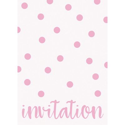  Pastel Pink Dots Invitations (pack quantity 8) 
