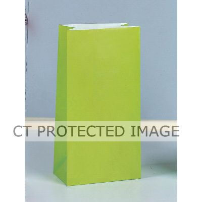  Paper Party Bags Lime Green (pack quantity 12) 