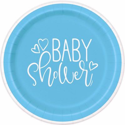  9 Inch Blue Baby Shower Plates (pack quantity 8) 