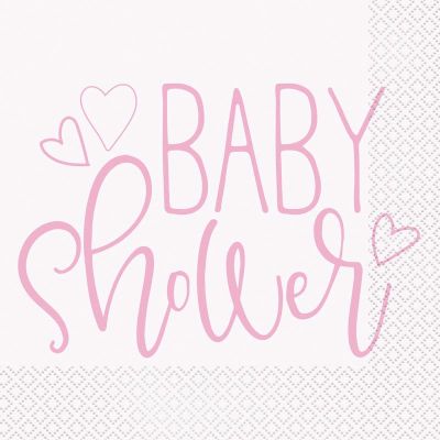  Pink Baby Shower 33cm Napkins (pack quantity 16) 