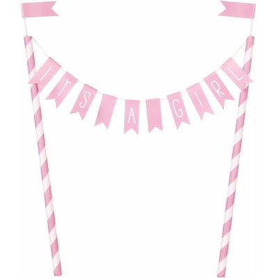 Its A Girl Bunting Cake Topper