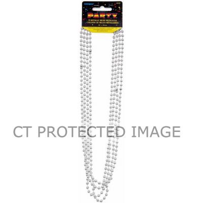 32 Inch Silver Metallic Beads (pack quantity 4) 
