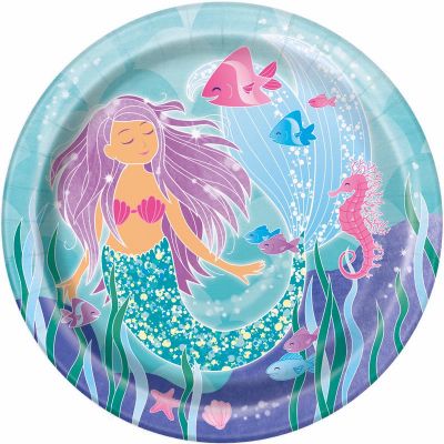  9 Inch Mermaid Plates (pack quantity 8) 