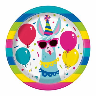  7 Inch Llama Birthday Plates (pack quantity 8) 