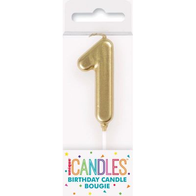 No. 1 Mini Gold Pick Birthday Candle