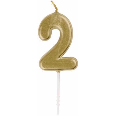 No. 2 Mini Gold Pick Birthday Candle