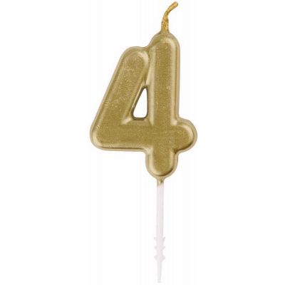 No. 4 Mini Gold Pick Birthday Candle