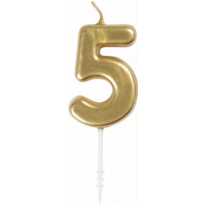 No. 5 Mini Gold Pick Birthday Candle