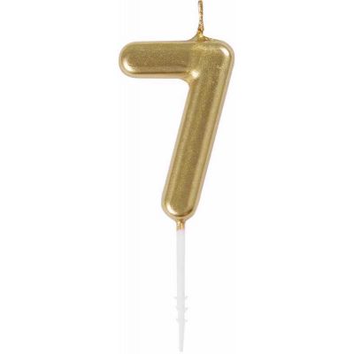 No. 7 Mini Gold Pick Birthday Candle