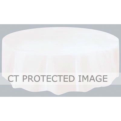 White Round Plastic Tablecover (compact Packaging)