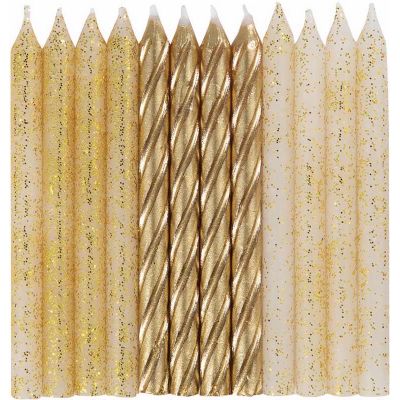  Glitter & Gold Spiral Candles (pack quantity 24) 