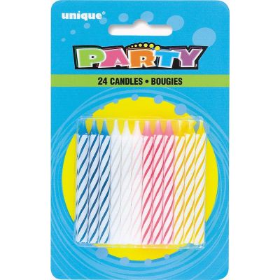  Multicolour Spiral Birthday Candles (pack quantity 24) 