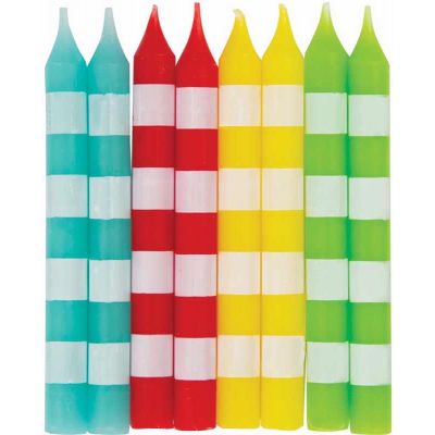  Assorted Stripe Candles (pack quantity 8) 