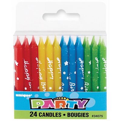  2.5 Inch Happy Birthday Script Candles (pack quantity 24) 