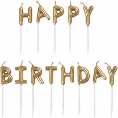 Gold Happy Birthday Pick Candles