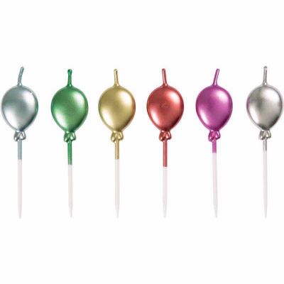 6pc Metallic Balloon Pick Candles