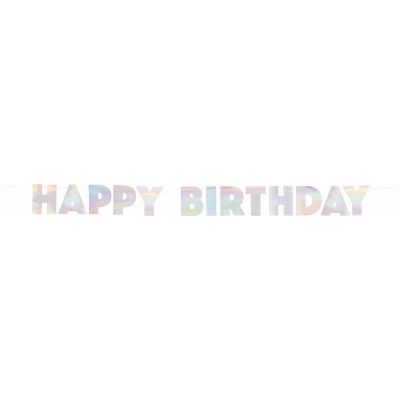 7ft Iridescent Foil Happy Birthday Banner