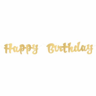3.5ft Gold Script Happy Birthday Banner