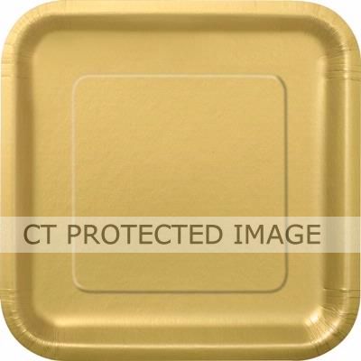  9 Inch Gold Square Plates (pack quantity 14) 