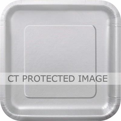  9 Inch Silver Square Plates (pack quantity 14) 
