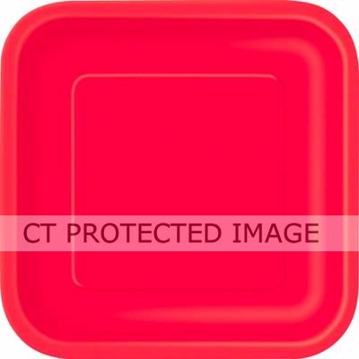  Ruby Red 9 Inch Square Plates (pack quantity 14) 