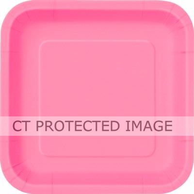  Hot Pink 9 Inch Square Plates (pack quantity 14) 