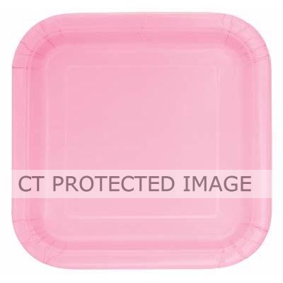  9 Inch Lovely Pink Square Plates (pack quantity 14) 
